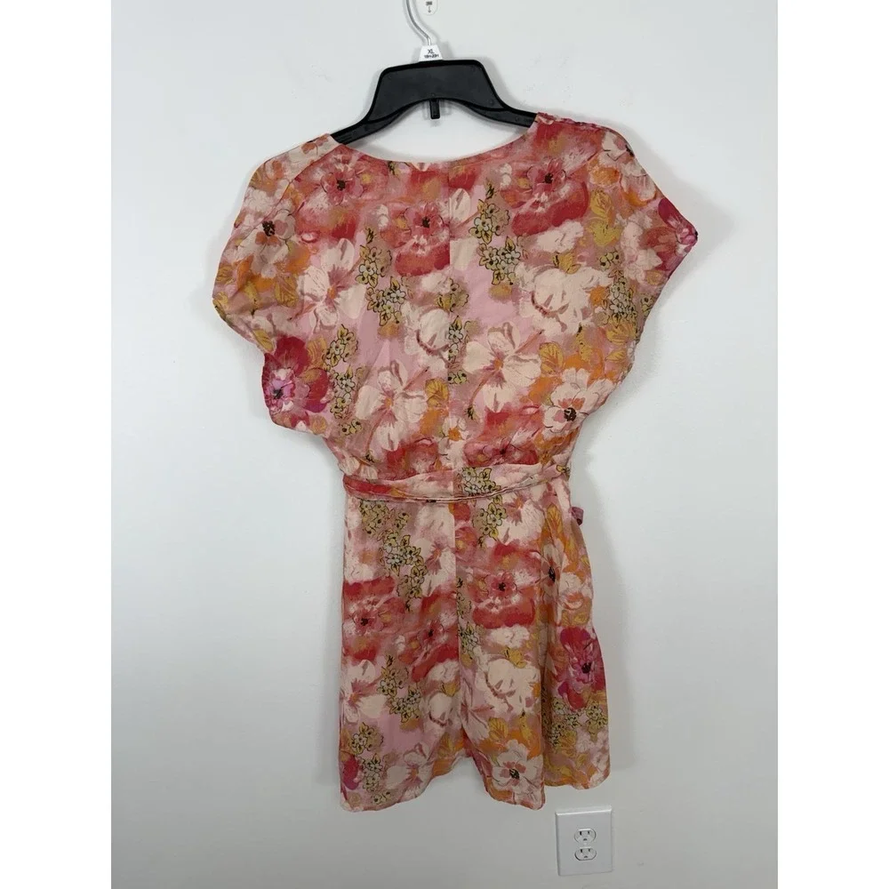 Free People Freedy Tie Mini Dress Fruit Punch Floral Print Size XS Party Wedding